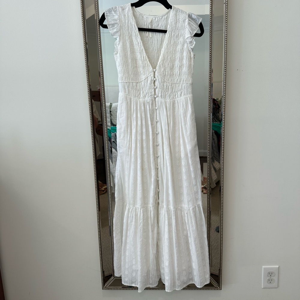 Anthropologie White Maxi Dress XXS